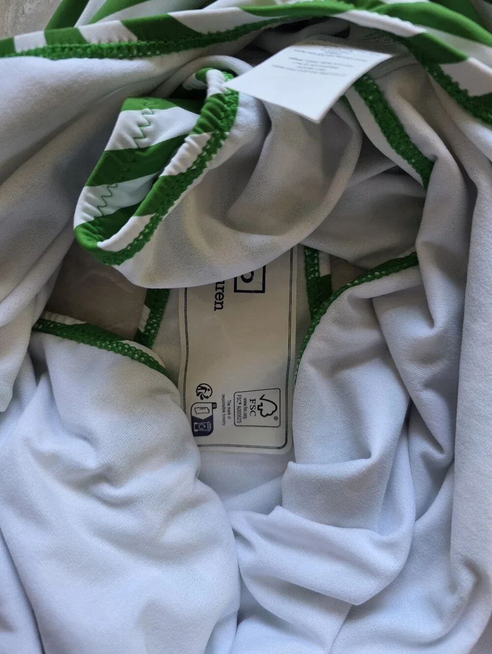 Polo Ralph Lauren Green White Stripe  Swimsuit L Pony Preppy Coastal Old Money
